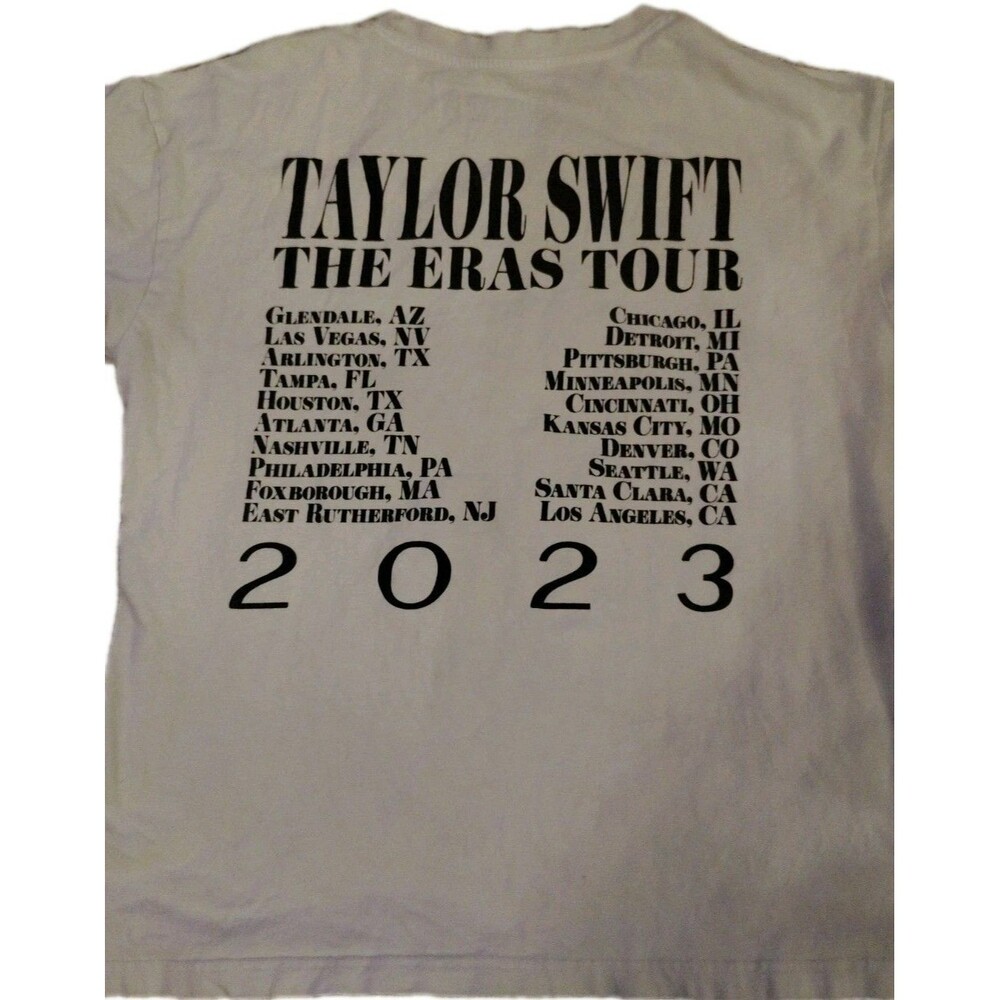 2023 Taylor Swift Eras Tour T Shirt Size M Cotton Short Sleeve White Sm Flaw - Picture 5 of 8